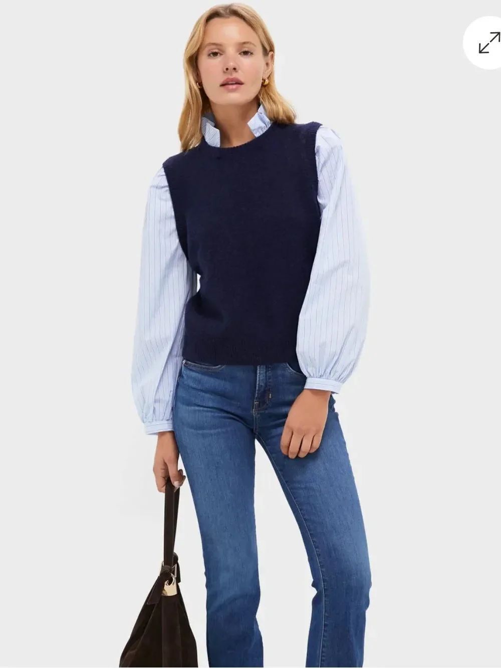 Tuckernuck Navy Blue Striped Ella Sweater Blouse Womens XL